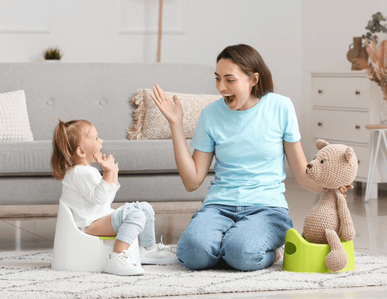 Child working with therapist on their toilet training skills
